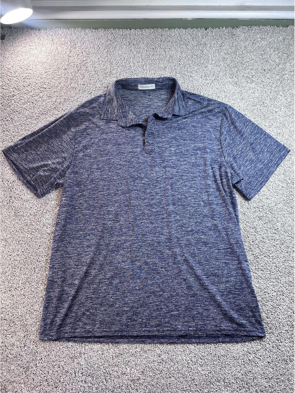 Wancafoke Men's XXL Blue Heather Polo Shirt